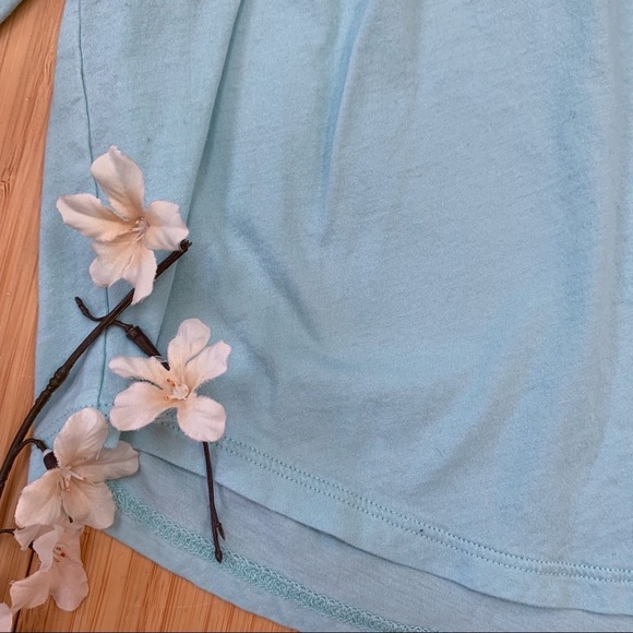 Sundance Soft Aqua Three Quarter Sleeve Top, S. - Picture 2 of 4